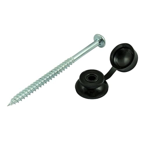 Image of [FIXINGS DIRECT] Corrugated Sheet Fixings - Black Or Clear + Spacers | Plastic Roofing Screws with Caps | Spacers Corrugated Roofing Sheet Screws | Shed Sheets (Black (10x3))