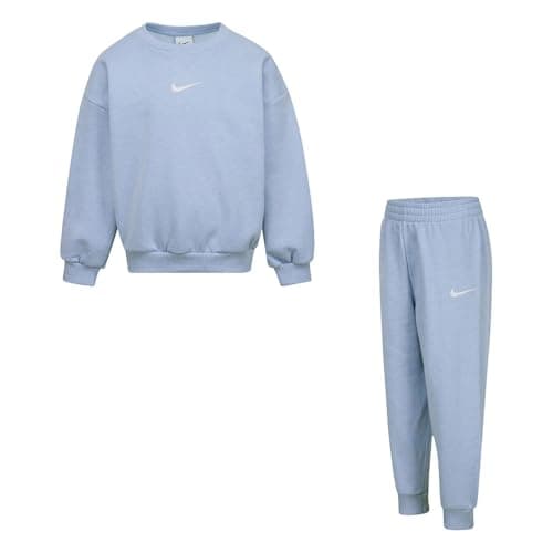 Image of Nike Kids Essential Fleece Crew Set, Cobalt Bliss Heather, 4/5 Years