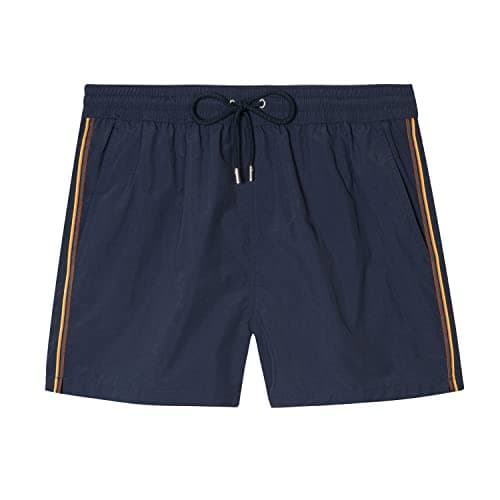 Image of Paul Smith Men's Signature Stripe Swim Trunks, Navy, XL