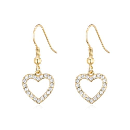 Image of Philip Jones 18k Gold Plated Open Heart Drop Earrings Created with Zircondia® Crystals