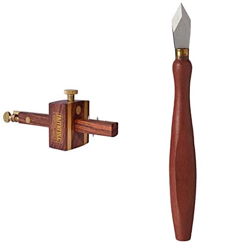 Image of Faithfull Rosewood Combination Gauge-Screw Adj & FAIMKNIFE Marking Knife 175mm (7in)