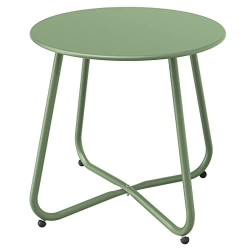 Image of Grand patio Outdoor Side Table Small Table Round End Table Garden Table Lightweight Snack Table for Outdoor Garden Hallway Bedroom Living Room Terrace Balcony -Sage Green