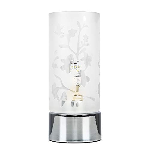 Image of MiniSun | Modern Floral Design Glass and Polished Chrome Touch Table Lamp | Table Lamps, Home Décor & Improvement Essential | Includes 3W LED Bulb [3000K Warm White]