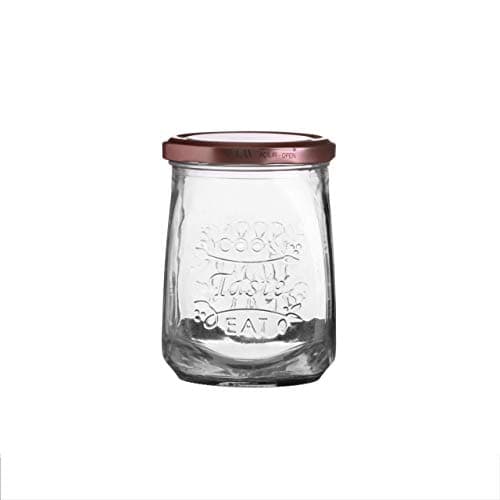 Image of Glass Storage Jar with Copper Rose Gold Lid 0.5L or 1L Clear Transparent Glass Food Storage Jar Jam Jar Sweet Jar Container Cannister with Copper Screw Metal Lid Cook Taste Eat (0.5L)