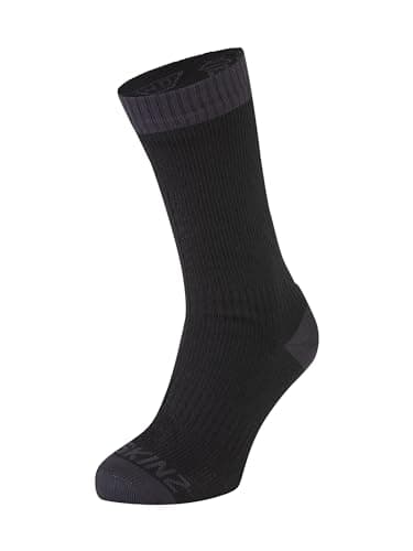Image of SEALSKINZ | Wiveton | Unisex Waterproof All Weather Mid Length Bamboo Lined Sock | Seamless | Thin & Comfortable | Added Ankle Support | L - Black
