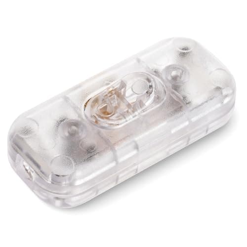 Image of AXFEE 6A DP Inline Switch, Torpedo Design, 2 or 3 Core Double Pole, 250V for Desk Lamp/Light/Bulb/Small Appliance, Clear