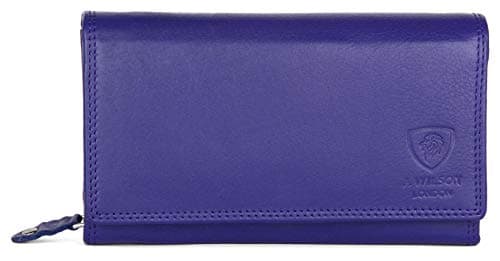 Image of J. Wilson London Ladies RFID Safe Designer Soft Leather Purse Card Women Clutch Wallet with Zip Pocket Gift Boxed