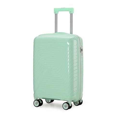 Image of Aerostar Carry-on 20" Lightweight PP Hard Suitcase, Hand Luggage 4 Wheel & TSA Lock, 55x35x20cm | Accepted All Airlines easyjet, RyanAir, British Airways (Mint Green, 35 litres)