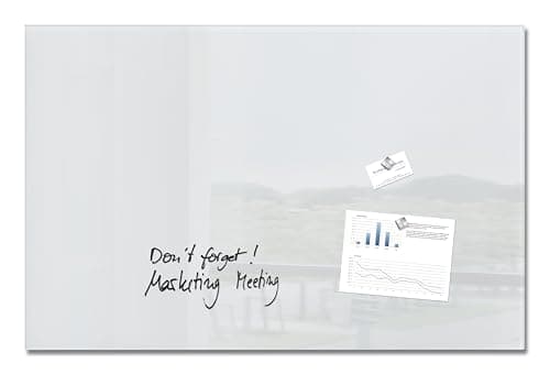 Image of SIGEL GL141 Premium Glass magnetic Board / White Board, glossy surface, 100 x 65 cm, easy mounting, super White - Artverum