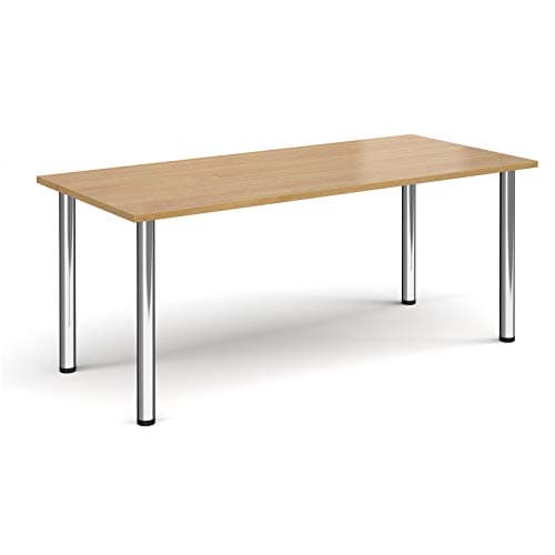 Image of Mr Office Rectangular radial leg meeting table - chrome legs, Oak, 1800