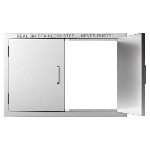 Image of BBQ Access Door 28" W x 19" H-304 Stainless Steel Never Rust-Double Layer-Outdoor Kitchen Doors-Outside Cabinet Door-Weatherproof Grill Doors-Flush Mount BBQ IslandDoor-MetalDoor for Outdoor Kitchen