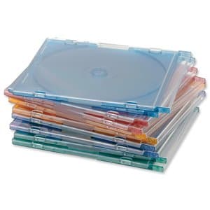 Image of Compucessory CD Case Slimline Jewel for 1 Disk W125xD5xH124mm Assorted Ref CCS95509 [Pack of 100]