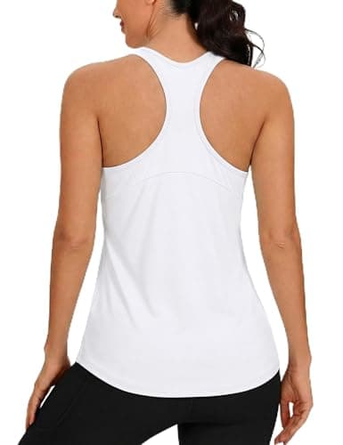 Image of Gyabnw Reflective Sports Top Women UK Running Breathable Lightweight Racerback Gym Vest for Workout Yoga White