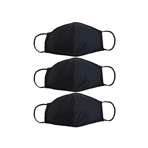 Image of EnerPlex Extreme Comfort Reusable and Breathable Adult Safety Masks, 3-Ply Black Cloth Face Mask, Machine Washable (3-Pack) - Adult Large