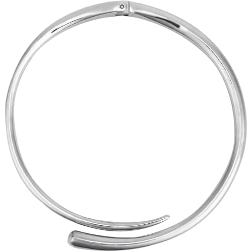Image of Mikovivi Chunky Choker Collar Necklace for Women, Silver Teardrop Necklace Spring Open Cuff Choker Metal Statement Jewelry for Women Gift