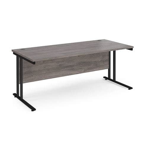 Image of Office Monster Cooper straight desk 1800mm x 800mm - black cantilever leg frame, grey oak top