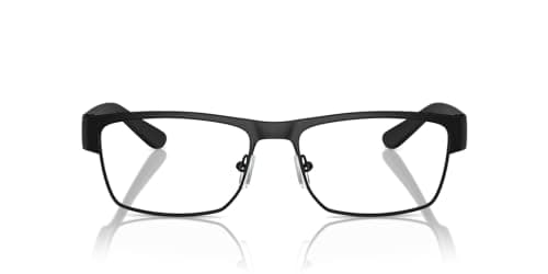 Image of Armani Exchange Men's Ax1065 Rectangular Prescription Eyewear Frames, Matte Black/Demo Lens, 56 mm