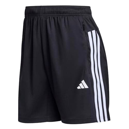 Image of adidas Men's Workout Essentials Base 3-Stripes Pique Short 9inch, Black/White, M Tall