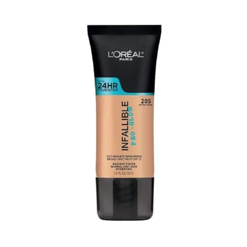 Image of L'Oréal Paris Infallible Pro Glow Longwear Foundation, 205 Natural Beige, 30 ml (Amazon Exclusive)