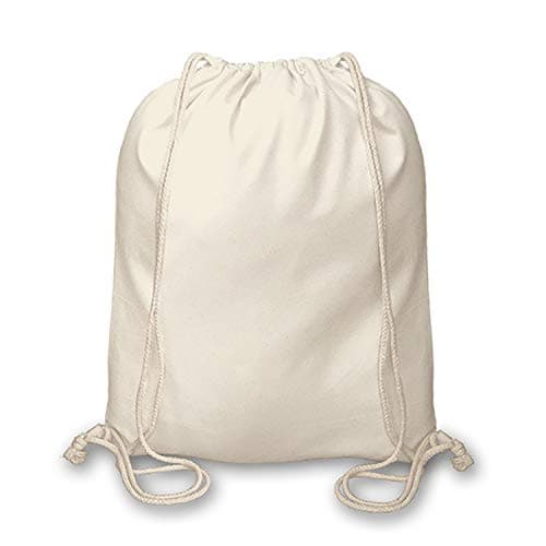 Image of D&H CLOTHING UK Pack of 1 Premuim Plain Natural Cotton Shopping School Bags Rucksacks Drawstring School Gym PE Book P E Eco Friendly Shoppers