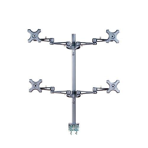 Image of Newstar FPMA-D935D4 Tilt/Turn/Rotate Quad Desk Mount (clamp) for four 10-27" Monitor Screens, Height Adjustable - Silver