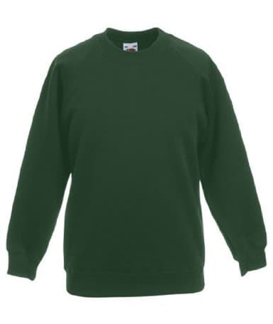 Image of Fruit Of The Loom Kids Childrens Raglan Style Sweatshirt Bottle Green 5-6 Years