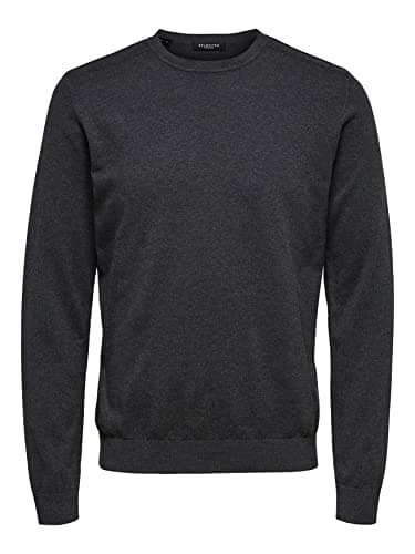 Image of SELECTED HOMME Mens Slhberg Crew Neck B Noos Sweatshirt, Antracite, M UK