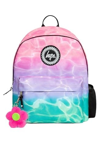 Image of hype Girls Backpack, Pink, Purple & Teal Pastel Pool Style, School Bag for Kids, Comfortable Rucksack with Bottle Holder, 3 Storage Compartments, Padded, Adjustable Straps & Grab Handle