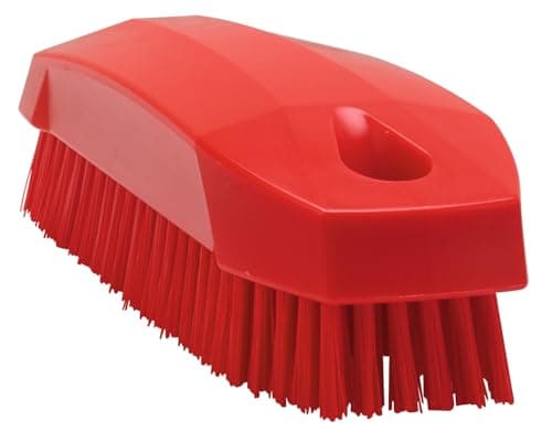 Image of Vikan 64404 Hard Hand Brush S/Nailbrush, Red, 130mm Length, 50mm Width, 40mm Height