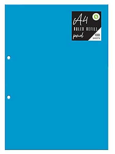 Image of A4 Ruled White Paper Refill Blue Notepad Notebook 100 Sheets
