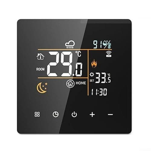 Image of For Tuya Smart WiFi Thermostat and Hygrometer Digital Temperature Controller Featuring LCD Color Screen and Scheduled Heating Control (Black-16A)