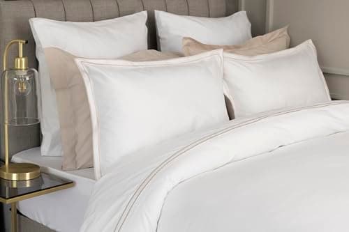 Image of Belledorm Savoy Duvet Cover Set - Egyptian Cotton (Oyster, Double)