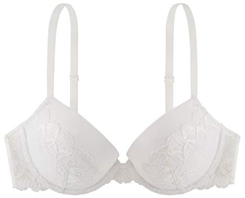 Image of DORINA Women's Claire Demi Bra - Lightly Padded, Underwired with Floral Band Lace, Soft Micro Fabric, and Adjustable Shoulder Straps, Ivory