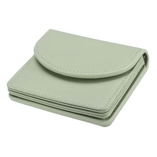 Image of Sourcing Map PU Leather Business Card Case Wallet, Women's Green Magnetic Shut Pocket Holder for Credit ID Cards