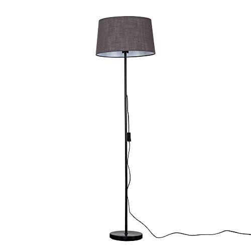 Image of MiniSun | Modern Standard Floor Lamp in a Black Metal Finish with a Faux Linen Dark Grey Tapered Shade | Floor Lamps, Home Décor & Improvement Essential | Includes Bulb [3000K Warm White]