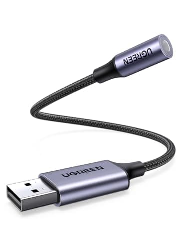 Image of UGREEN USB to 3.5mm Jack Audio Adapter External Sound Card USB DAC TRRS Aux Headphone Microphone Converter Compatible with PC Laptop PS4 Switch Raspberry Pi 400 Mac Windows Linux Headset Earphone