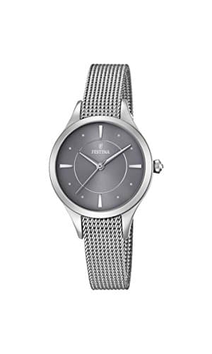 Image of Festina MADEMOISELLE Women's Quartz Watch with Grey Dial Analogue Display and Silver Stainless Steel Bracelet F16958/2