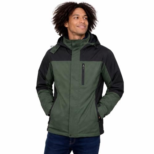 Image of Blu Apparel Mens Outdoor Waterproof Rain Jacket Premium Branded Windproof Everyday Wear Jackets for Men (UK, Alpha, XL, Regular, Regular, Green/Black)