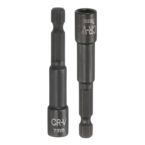 Image of sourcing map 2Pcs 1/4" Hex Shank 7mm Magnetic Hex Socket 65mm Length, CR-V Steel Quick-Release Impact Driver Socket Wrench Screw for Impact Drill Power Nut Setter