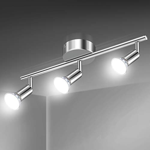 Image of Defurhome LED Ceiling Light Rotatable, 3 Way Adjustable Modern Ceiling Spotlights(White Chrome) for Kitchen, Living Room, Bedroom, Including 3 x 4 W GU10 Led Bulbs(450LM, Cool White)