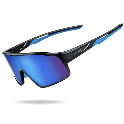 Image of Lamicall Kids Polarized Cycling Sunglasses for Boys Girls - [22g TR90 Ultra-Light] UV400 Protection Children’s Sunglasses, Sports Glasses with Adjustable Nose Pad for Running Cycling - Black Blue