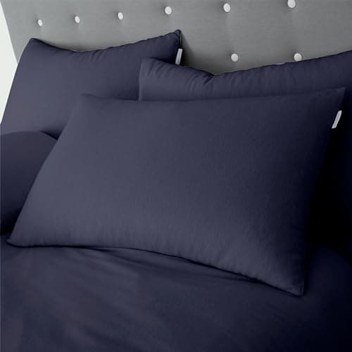 Image of Catherine Lansfield Brushed Cotton Standard Pillowcase Pair Navy Blue