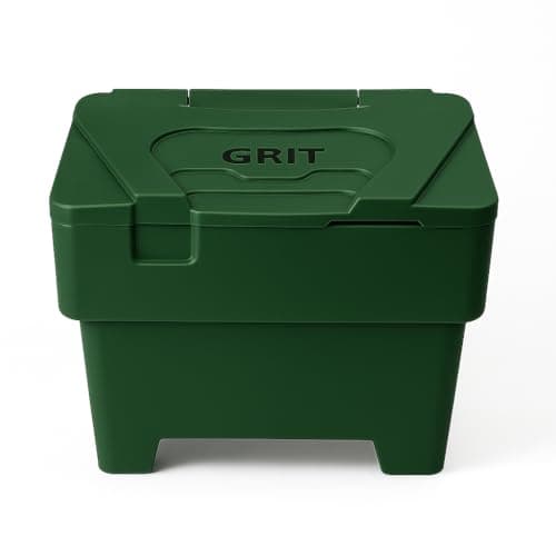 Image of 115L Green Grit Salt Bin Stackable Lockable Heavy Duty Outdoor Rock Salt/Sand Containers 80x48x61CM