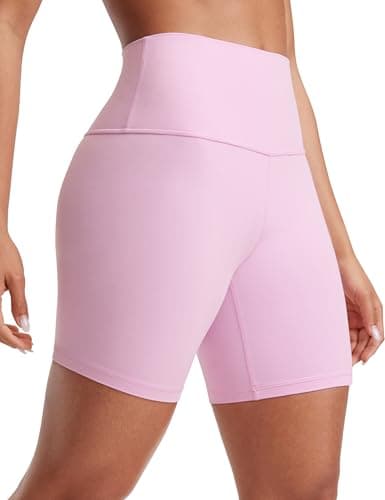 Image of CRZ YOGA Womens Butterluxe 6'' Yoga Shorts - High Waisted Workout Gym Leggings Running Spandex Biker Shorts Vita Pink 10