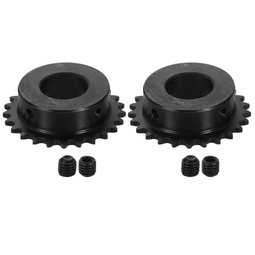 Image of sourcing map 2 Pcs #25 Chain Roller Sprocket 20mm Bore, 25 Tooth C45 Carbon Steel ANSI #25 Roller Sprocket Round Hole with Set Screws for ISO 04C Chain