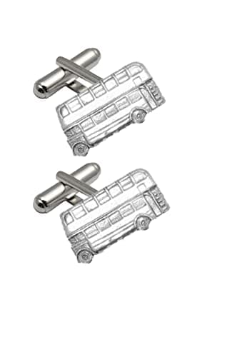 Image of PPT09 Double Decker Bus Made From Fine English Pewter On A Pair Of Cufflinks Handmade In Sheffield By CreatedByJake