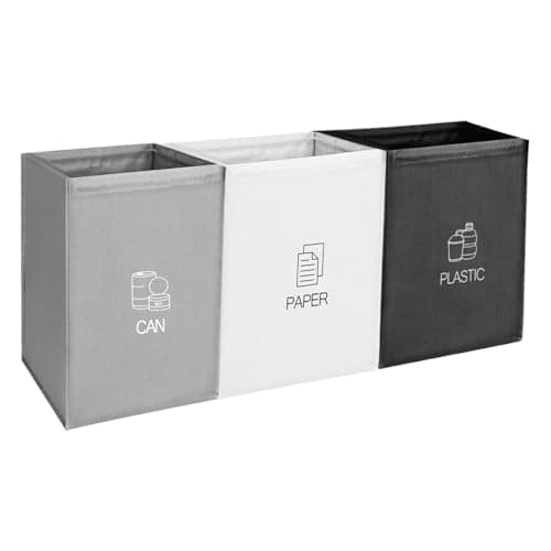 Image of DMJJSD Recycling Bags 3 Packs/Recycle Bags with Handle/Glass, Paper, Plastc Recycling Bin/Multicoloured Recycling Bins for Kitchen Home Office