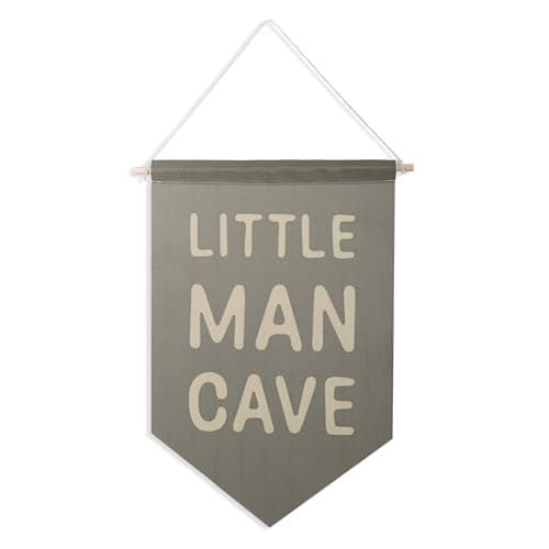 Image of ElevateTech Little Man Cave Canvas Banner Wall Hanging Little Man Cave Sign for Boys Room Wall Decor Playroom Hanging Pennant Flag Prints Boy Walls Art Poster & Prints Birthday Gifts