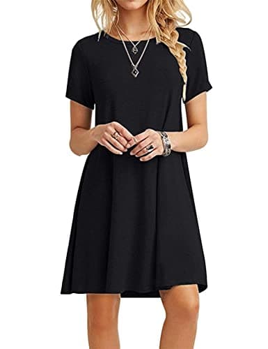 Image of MOLERANI Summer Dresses for Women UK Casual T-Shirt Dress Short Sleeve Ladies Beach Dress (L, Black)