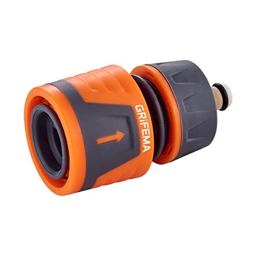Image of GRIFEMA GE1202 Quick Coupling Hose for 1/2" 12.5 mm - 5/8" 15 mm, Hose Stop Connector, Easy Installation, Sun Protection, Grey - Orange [Amazon Exclusive]